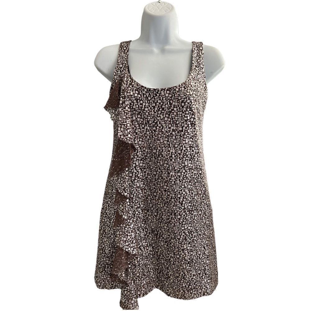 GUESS Los Angeles Women's Silver Metallic Mesh Ruffle Party Dress Mini Size 3